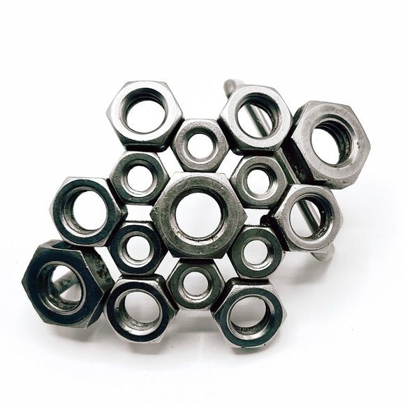 Vintage 70's Welded Steel Hex Nut Belt Buckle, Handcrafted Wearable Art - Picture 5 of 5